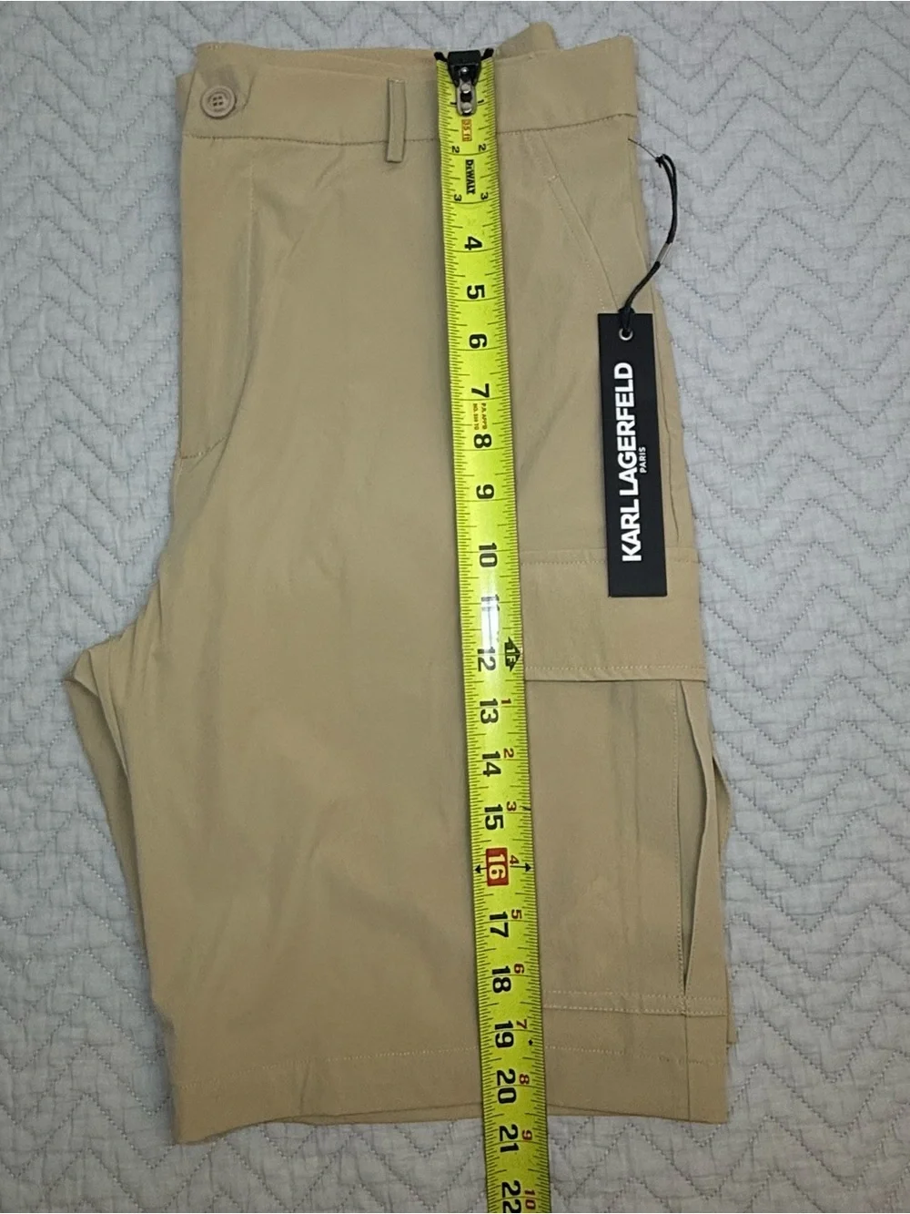 Karl Lagerfeld Men’s Performance Stretch Cargo Shorts Khaki